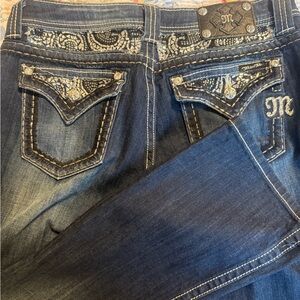 Miss Me Blue Boot Cut Jeans with Embellished Back